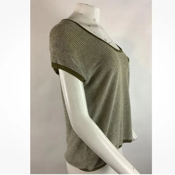 Madewell Sz S Vintage 70's Look Lightweight Knit Tee Green Cotton Linen Top - Picture 3 of 6